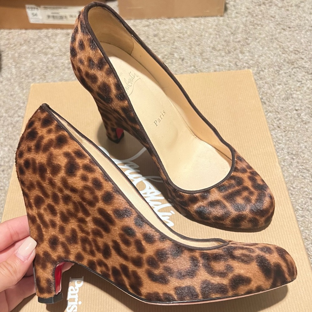 Christian Louboutin Morphing wedge 100 pony hair sz 39/8